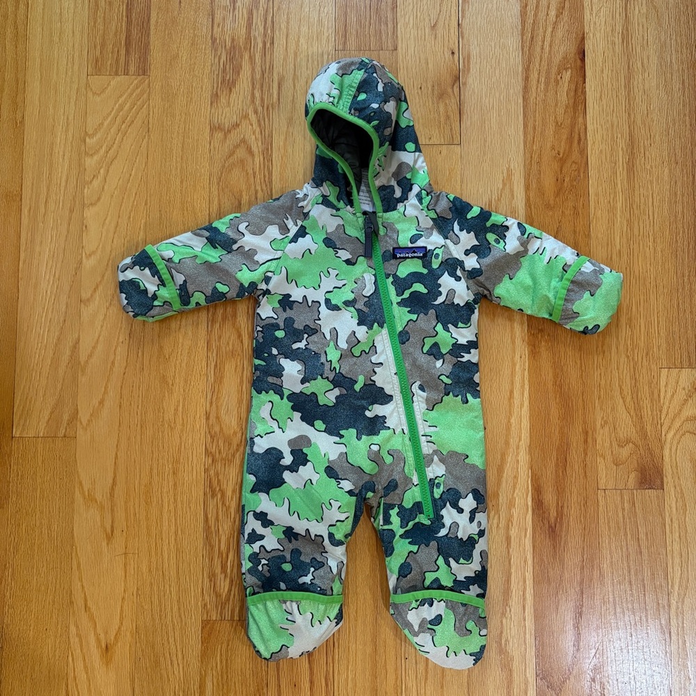 Patagonia Kids One-Piece Footie in Green Camo
